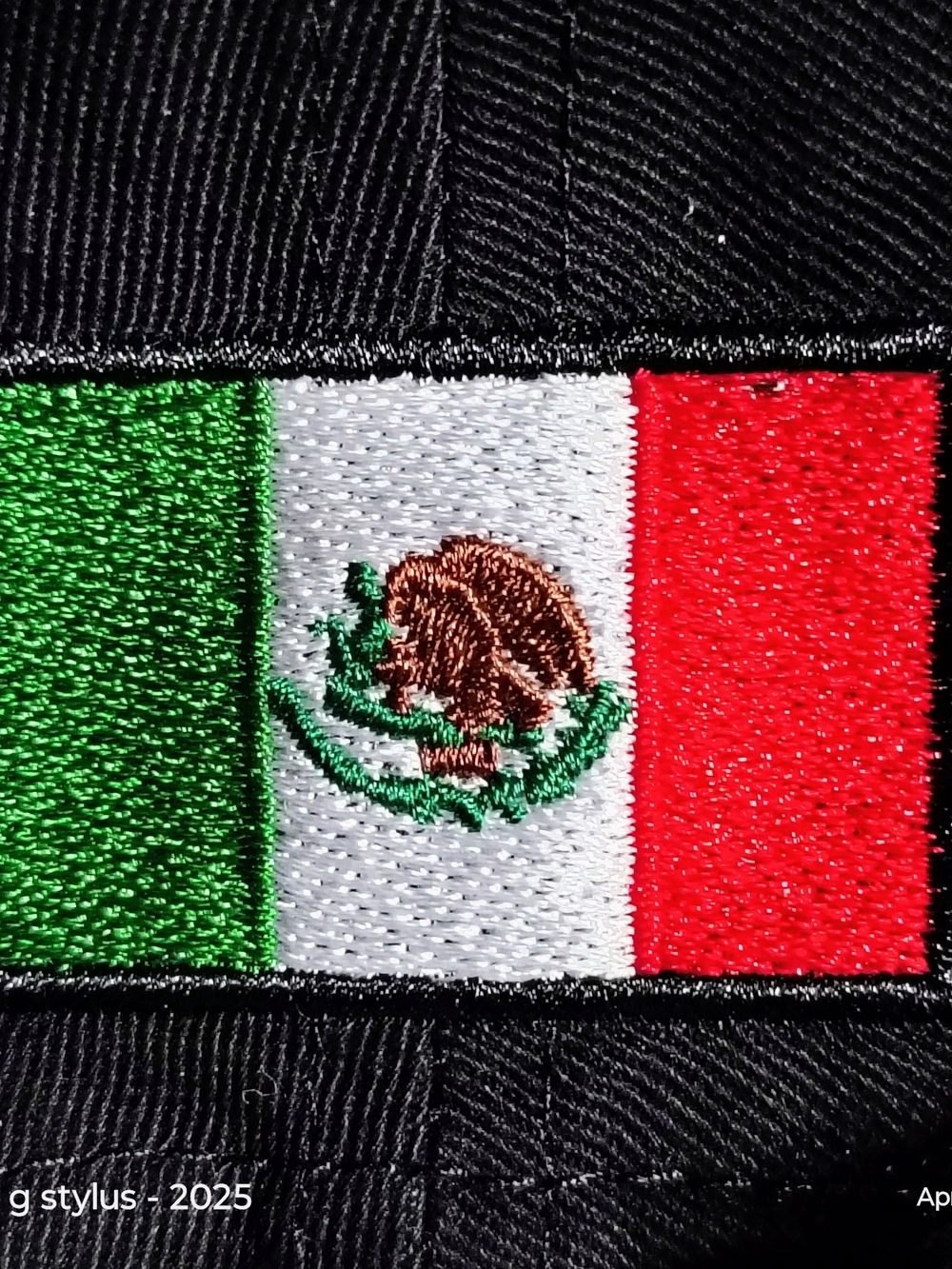 Black Baseball Cap with Embroidered Mexican Flag